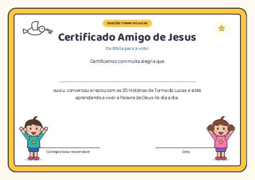 Página do bônus Certificado Amigo de Jesus + Trilha